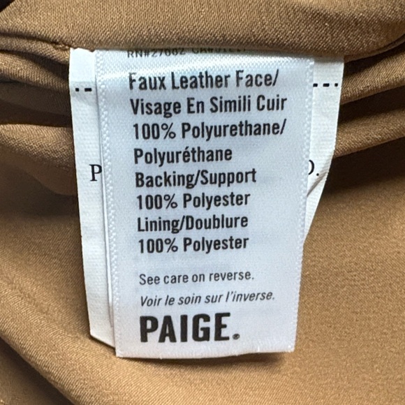 Paige Amina Toasted Coconut Faux Leather Mini Dress Small NWT - Picture 7 of 8